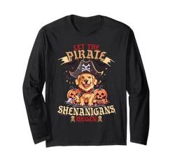 Let The Pirate Shenanigans Begin Golden Retriever Halloween Langarmshirt von Halloween Costume Spooky Season Men Women Kids