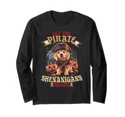 Let The Pirate Shenanigans Begin Golden Retriever Halloween Langarmshirt von Halloween Costume Spooky Season Men Women Kids