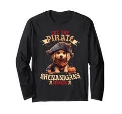 Let The Pirate Shenanigans Begin Golden Retriever Halloween Langarmshirt von Halloween Costume Spooky Season Men Women Kids