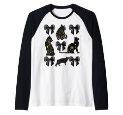 Katze Halloween Katze Mama Katzen Lustiges Kätzchen Kokette Schwarze Schleifen Raglan von Halloween Costumes Shopp