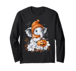 Halloween Kürbis Blumen Frau Männer Kinder Elefant Halloween Langarmshirt von Halloween Elefant Kostüm Damen Herren Halloween