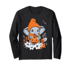 Halloween Kürbis Blumen Frau Männer Kinder Elefant Halloween Langarmshirt von Halloween Elefant Kostüm Damen Herren Halloween