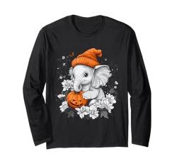 Halloween Kürbis Blumen Frau Männer Kinder Elefant Halloween Langarmshirt von Halloween Elefant Kostüm Damen Herren Halloween