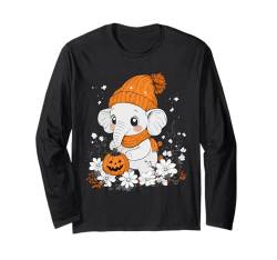 Halloween Kürbis Blumen Frau Männer Kinder Elefant Halloween Langarmshirt von Halloween Elefant Kostüm Damen Herren Halloween