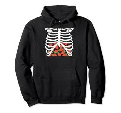 Halloween Strawberry Fruits Rib Cage Skeleton Strawberry Pullover Hoodie von Halloween Fruits Clothing Co