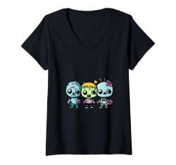 Damen Niedliche Halloween-Zombies Baby-Comic T-Shirt mit V-Ausschnitt von Halloween Fun Style Season