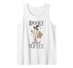 Süßer Geist trinkt Kaffee Halloween Geist Eis Kaffee Damen Tank Top von Halloween Ghost Costume Gift for Halloween Party