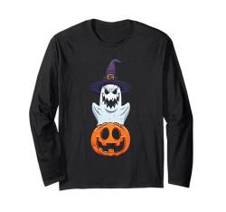 Geist Kürbis Hexenhut Halloween Design Langarmshirt von Halloween Ghost Design Men Women Kids