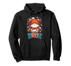 Bruh Cat Halloween Ghost Cute Cat Trick Or Treat Candy Kids Pullover Hoodie von Halloween Ghost Drinking ice Coffee By GnineZa