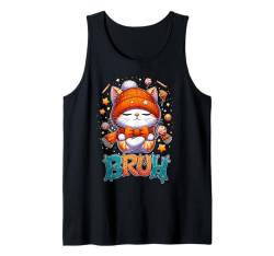 Bruh Cat Halloween Ghost Cute Cat Trick Or Treat Candy Kids Tank Top von Halloween Ghost Drinking ice Coffee By GnineZa