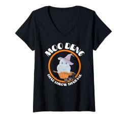 Damen Halloween Moo Deng Pygmy in Thailand - Das süße Baby-Nilpferd T-Shirt mit V-Ausschnitt von Halloween Hippopotamus Cute Moo Deng Merch Gifts