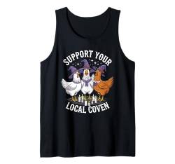 Unterstützen Sie Ihren Lokalen Zirkel Halloween Hühner Tank Top von Halloween Humor Huhn Farm Bauernhof Kostüm