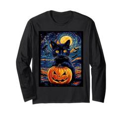 Halloween Deko Frauen Katze Kürbis Männer Kinder Halloween Langarmshirt von Halloween Kostüm Damen Halloween Outfit Herren