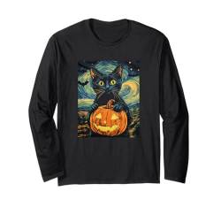 Halloween Deko Frauen Katze Kürbis Männer Kinder Halloween Langarmshirt von Halloween Kostüm Damen Halloween Outfit Herren