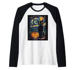 Halloween Deko Frauen Katze Kürbis Männer Kinder Halloween Raglan von Halloween Kostüm Damen Halloween Outfit Herren