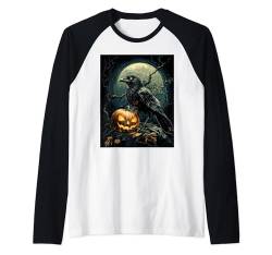 Halloween Deko Frauen Krähe Kürbis Männer Kinder Halloween Raglan von Halloween Kostüm Damen Halloween Outfit Herren