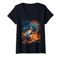 Damen Halloween Deko Frauen Geist Buch Männer Kinder Halloween T-Shirt mit V-Ausschnitt von Halloween Kostüm Damen Herren Halloween Outfit