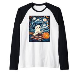 Halloween Deko Frauen Geist Buch Männer Kinder Halloween Raglan von Halloween Kostüm Damen Herren Halloween Outfit