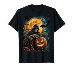 Halloween Kürbis Frauen Deko Männer Sensenmann Halloween T-Shirt von Halloween Kostüm Damen Herren Halloween Outfit