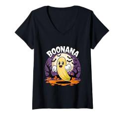 Damen Halloween Boonana Cute Ghost Banana Halloween Costume T-Shirt mit V-Ausschnitt von Halloween Lustig Halloween Boonana Halloween