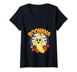 Damen Halloween Boonana Cute Ghost Banana Halloween Costume T-Shirt mit V-Ausschnitt von Halloween Lustig Halloween Boonana Halloween