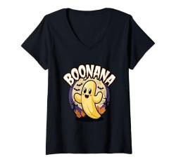 Damen Halloween Boonana Cute Ghost Banana Halloween Costume T-Shirt mit V-Ausschnitt von Halloween Lustig Halloween Boonana Halloween