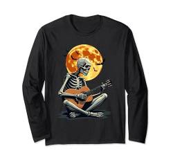 Skelett spielt Gitarre & Lustiges Halloween | Musik & Mond Langarmshirt von Halloween Party Costumes Women Men Kids Boys Girls