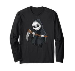 Halloween Kostüm Kinder lustiges Sensenmann Zombie Skelett Langarmshirt von Halloween Party Kostüm Damen Grusel Deko Geschenk