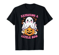 Halloween-Schwangerschaft Ich erwarte, dass ein Boo-Baby-Mädchen Mama wird T-Shirt von Halloween Pregnancy Announcement Tees