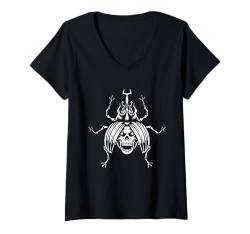 Damen Skull Bug Halloween Design Gruseliges Skelett Gothic Gothic T-Shirt mit V-Ausschnitt von Halloween Skeleton Design Men Women Kids