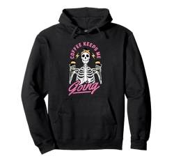 Skelett Trinkkaffee Halloween Design Lustiger Totenkopf Pullover Hoodie von Halloween Skeleton Design Men Women Kids