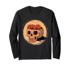 Süßigkeitenschädel Halloween Design Lustige Skelett Knochen Langarmshirt von Halloween Skeleton Design Men Women Kids