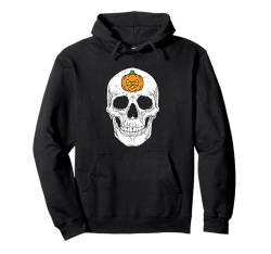 Totenkopf Kürbis Halloween Design Skelett Knochen Männer Frauen Pullover Hoodie von Halloween Skeleton Design Men Women Kids