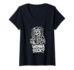 Damen Skelett Wortspiel Humor Halloween Design Lustige Totenkopf Knochen T-Shirt mit V-Ausschnitt von Halloween Skeleton Design Men Women