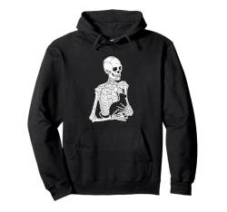 Skelett und Katze Halloween Design Gruseliger Schädel Haustier Tier Pullover Hoodie von Halloween Skeleton Design Men Women