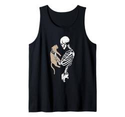 Skelett und Katze Halloween Design Retro Schädel Haustier Tier Tank Top von Halloween Skeleton Design Men Women