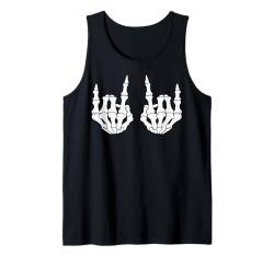 Lustiges Skelett Hände Herz Schild Retro Kostüm Halloween niedlich Tank Top von Halloween Skeleton Hand Sign Costume Women Men Kid