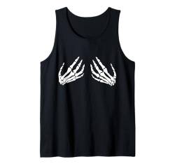 Lustiges Skelett Hände Herz Schild Retro Kostüm Halloween niedlich Tank Top von Halloween Skeleton Hand Sign Costume Women Men Kid