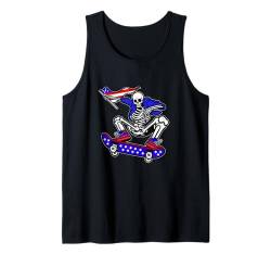 Lustiges Skelett Skate Skateboard Retro Kostüm Halloween USA Tank Top von Halloween Skeleton Hand Sign Costume Women Men Kid