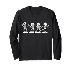 Lustiges Tanzendes Skelett Kinder Retro Kostüm Halloween Niedlicher Junge Langarmshirt von Halloween Skeleton Hand Sign Costume Women Men Kid