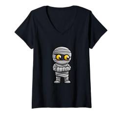 Damen Lustiger Halloween Mummy Baby Comic T-Shirt mit V-Ausschnitt von Halloween Spooky Season Inc