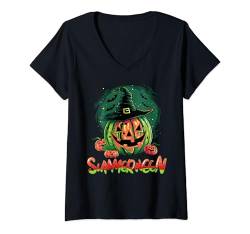 Damen Summerween Vibes Sweet Ice Cream Watermelon Summer Halloween T-Shirt mit V-Ausschnitt von Halloween Summerween Spooky Season Men Women Kids