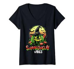 Damen Summerween Vibes Sweet Ice Cream Watermelon Summer Halloween T-Shirt mit V-Ausschnitt von Halloween Summerween Spooky Season Men Women Kids