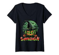 Damen Summerween Vibes Sweet Ice Cream Watermelon Summer Halloween T-Shirt mit V-Ausschnitt von Halloween Summerween Spooky Season Men Women Kids