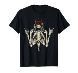 Skater Halloween Skelett Rocker Cool Punk Rock Herren Teen Boy T-Shirt von Halloween Time Merch Store