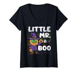 Damen Süßer Little-Boo-Geisterkürbis im Halloween-Design „Kleine Hexe“ T-Shirt mit V-Ausschnitt von Halloween Witch Design Toddler Boys Kids