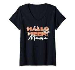 Damen Süßes Halloween Mama Trick or Treat Halloween Mutter Orange T-Shirt mit V-Ausschnitt von Halloween gifts for your Mom