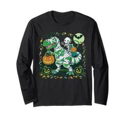 Skeleton Riding Mummy Dinosaur Boo Halloween Kids Boys Girls Langarmshirt von Halloween shirts for Kids Boys Girls Skeleton TRex