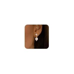 Halora Perlen Ohrringe Gold Hängend Damen, Zirkonia Pearl Earrings Tropfen Ohrringe Perlenohrringe for Women von Halora