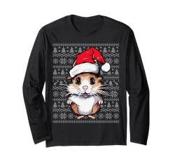 Hamster Wearing Santa Hat Xmas Hamster Christmas Ugly Langarmshirt von Hamster Christmas Party Shirts Co.